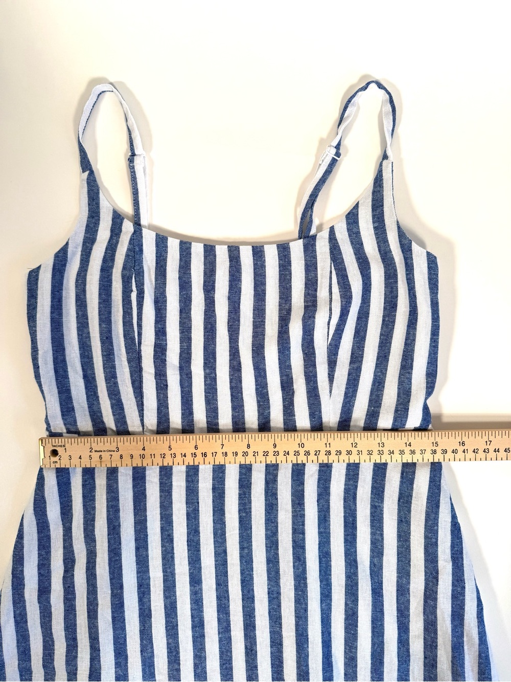 Old Navy Blue Striped Linen Blend Fit & Flare Cami Mini Dress with Pockets M EUC - Picture 14 of 16